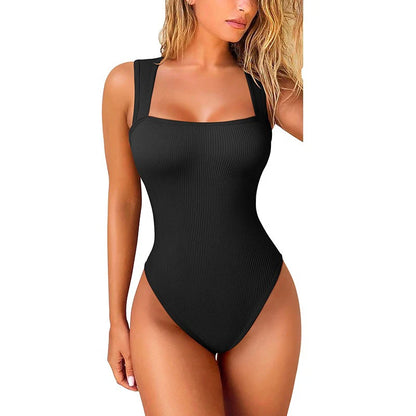GUUDIA Sexy Summer High Waist for Women Cupless Comfortable Square Collar Shapewear Ultra Elastic Slim Thong Shapewear Jumpsuit