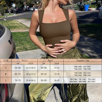 GUUDIA Sexy Summer High Waist for Women Cupless Comfortable Square Collar Shapewear Ultra Elastic Slim Thong Shapewear Jumpsuit